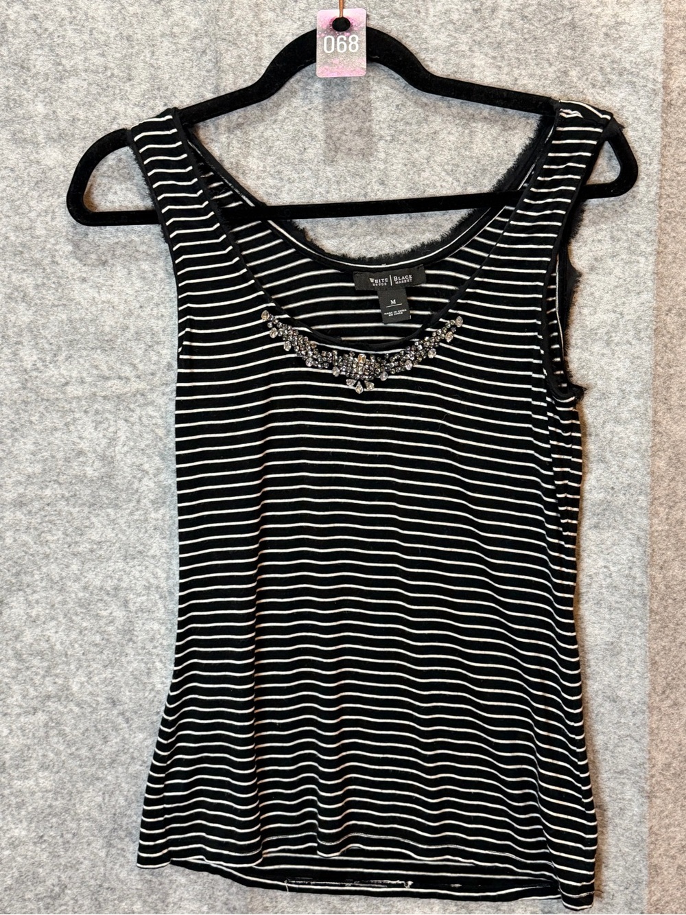 White House Black Market Striped Rhinestone Embellished Tank Top Size M